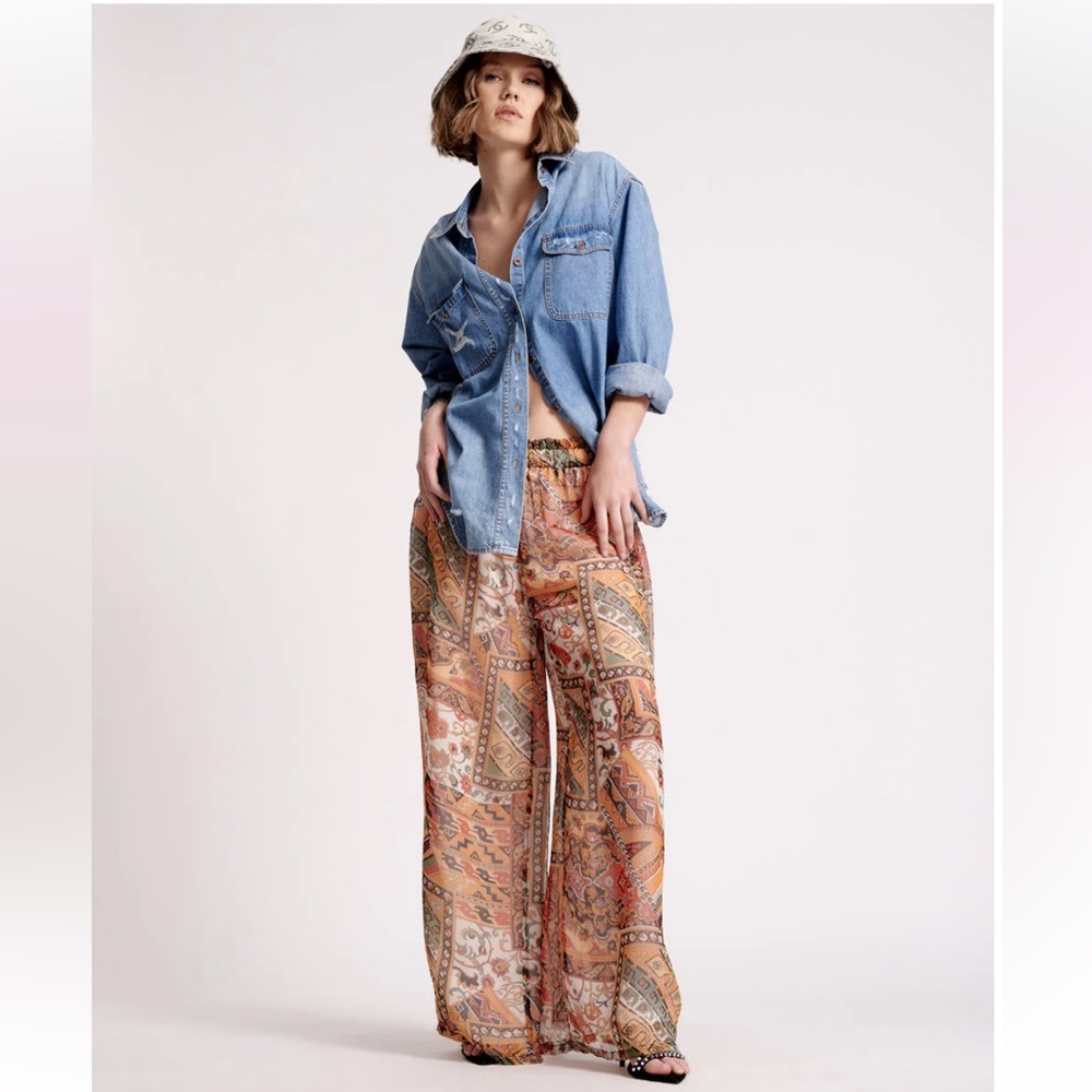 ONE TEASPOON Bohemian Print Bazaar Palazzo Wide-Leg Paisley Pants